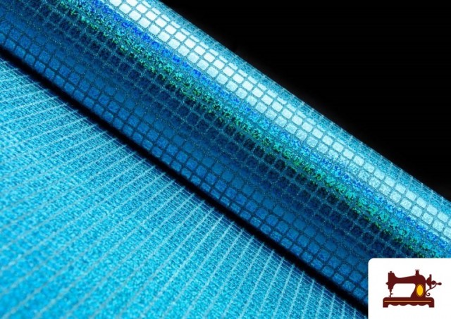 Acheter en ligne Tissu avec Pailletes à Carreaux Effet Hologramme - Pièce 25 Mètres couleur Bleu
