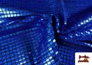 Acheter Tissu avec Pailletes à Carreaux Effet Hologramme - Pièce 25 Mètres couleur Gros bleu