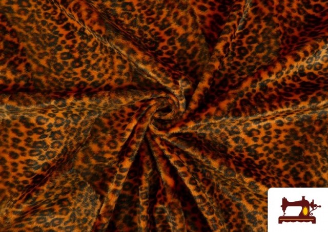 Acheter en ligne Tissu à Poil Léopard de Couleurs - Pièce 25 Mètres couleur Orange
