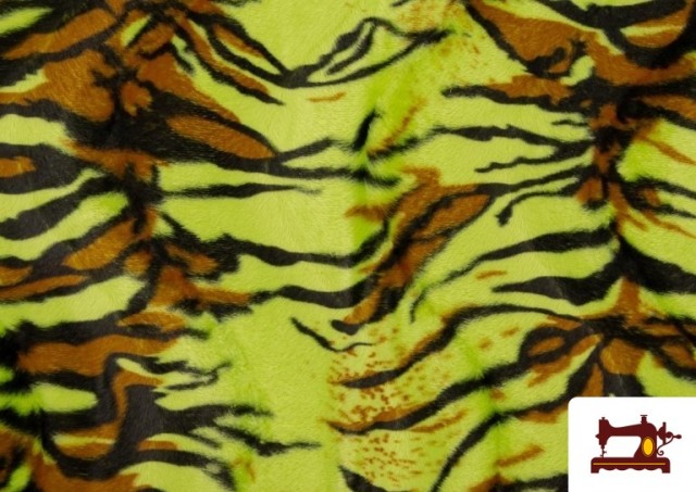 Acheter Tissu à Poil Court Imprimé Tigre de Couleurs - Pièce 25 Mètres couleur Vert pistache