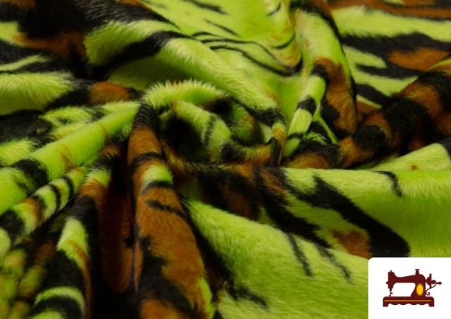 Vente en ligne de Tissu à Poil Court Imprimé Tigre de Couleurs - Pièce 25 Mètres couleur Vert pistache