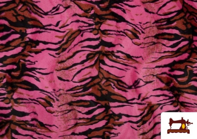 Acheter Tissu à Poil Court Imprimé Tigre de Couleurs - Pièce 25 Mètres couleur Fuchsia
