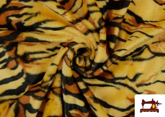 Acheter Tissu à Poil Court Imprimé Tigre de Couleurs - Pièce 25 Mètres couleur Moutarde