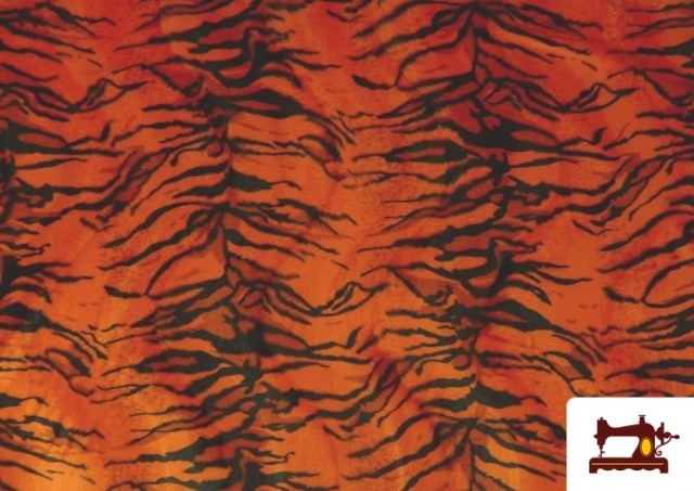 Vente de Tissu à Poil Court Imprimé Tigre de Couleurs - Pièce 25 Mètres couleur Orange