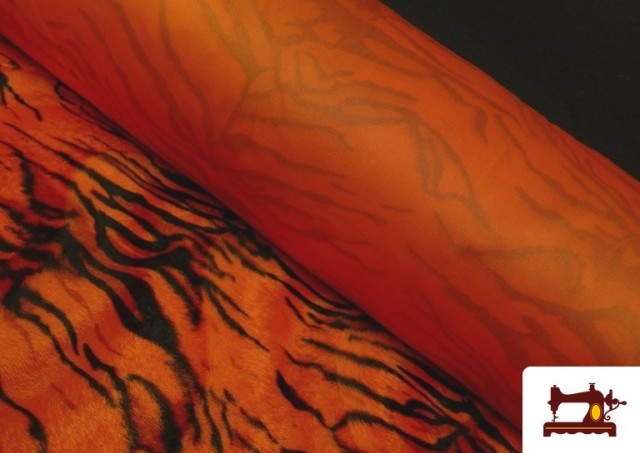 Tissu à Poil Court Imprimé Tigre de Couleurs - Pièce 25 Mètres couleur Orange