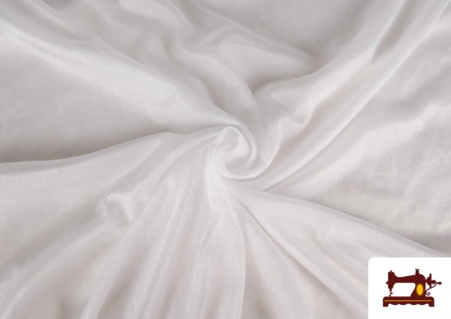 Vente de Tissu en Mousseline Fantaisie Sparling - Pièce 35 Mètres couleur Blanc