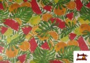 Tissu pour Linge de Table Antitaches avec Imprimé Fruits Multicolore Tropical