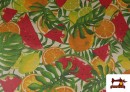 Vente de Tissu pour Linge de Table Antitaches avec Imprimé Fruits Multicolore Tropical
