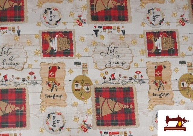 Tissu de Décoration de Noël avec Imprimé Vintage