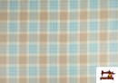 Vente de Tissu de Viella Imprimé Carreaux Bleu et Beige