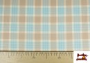 Acheter en ligne Tissu de Viella Imprimé Carreaux Bleu et Beige