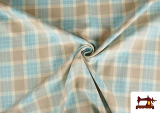 Vente en ligne de Tissu de Viella Imprimé Carreaux Bleu et Beige