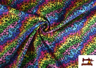 Acheter en ligne Tissu en Stretch Imprimé Animal Léopard Multicolore