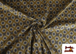 Acheter en ligne Tissu Punto Roma Imprimé Géométrique Années 80 couleur Beige