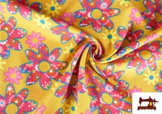 Vente en ligne de Tissu en Stretch Imprimé Floral Rose et Moutarde - Pièce 25 Mètres Vente en ligne de Tissu en Stretch Imprimé Floral Rose et Moutarde - Pièce 25 Mètres