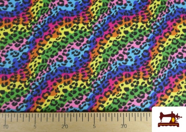 Acheter Tissu en Stretch Imprimé Animal Multicolore Léopard - Pièce 25 Mètres