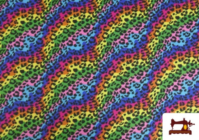 Vente de Tissu en Stretch Imprimé Animal Multicolore Léopard - Pièce 25 Mètres