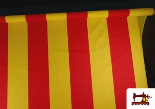Tissu à Rayures Jaunes et Rouges 150 cm - Pièce 15 Mètres Tissu à Rayures Jaunes et Rouges 150 cm - Pièce 15 Mètres