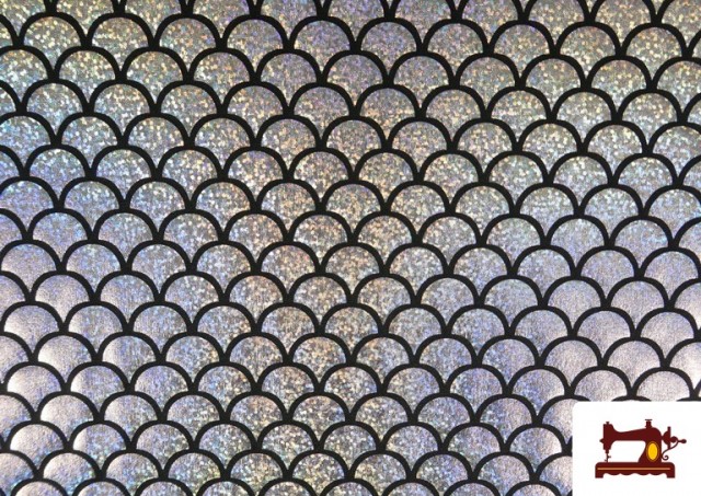 Vente en ligne de Tissu en Lycra Imitation Écailles de Poisson Holographiques - Pièce 25 Mètres couleur Gris