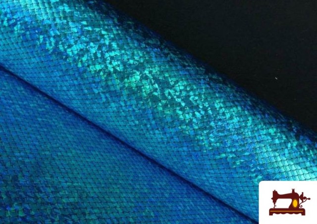 Tissu en Lycra Imitation Écailles de Poisson et Sirène couleur Bleu turquoise