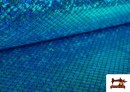 Acheter en ligne Tissu en Lycra Imitation Écailles de Poisson et Sirène couleur Bleu turquoise