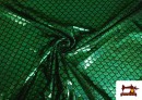 Tissu en Lycra Imitation Écailles de Poisson Holographiques - Pièce 25 Mètres couleur Vert