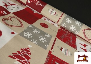 Tissu en Canvas de Nöel avec Cartes Postal pour Décoration Largeur 140 cm
