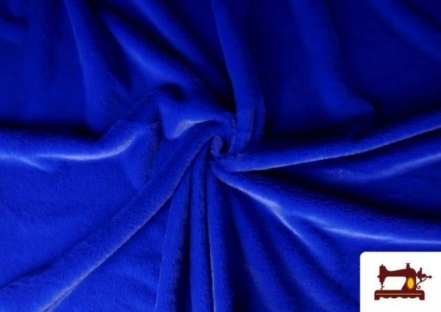 Tissu Poil Court Doux en Couleurs couleur Gros bleu