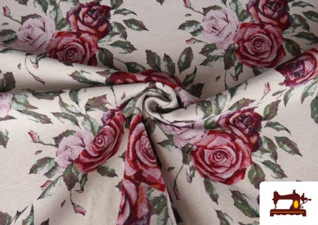 Vente en ligne de Tissu pour Tapisserie en Gobelin Floral avec Roses