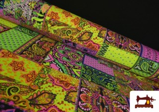 Acheter Tissu en Stretch Imprimé Patchwork Fluor