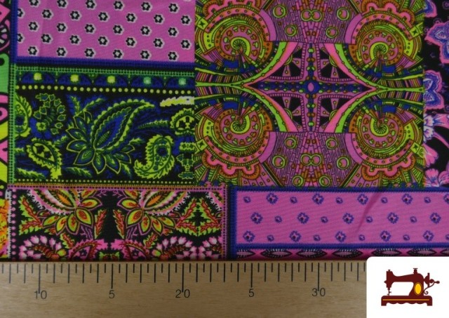 Vente en ligne de Tissu en Stretch Imprimé Patchwork Fluor