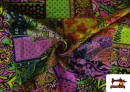 Tissu en Stretch Imprimé Patchwork Fluor