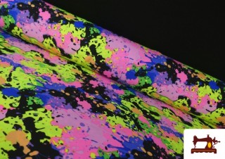 Tissu en Stretch Imprimé avec Tâches de Peinture Fluor
