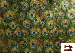 Tissu en Velours Imprimé avec Plumes Paon Tissu en Velours Imprimé avec Plumes Paon
