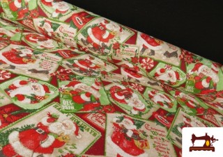 Tissu en Canvas Lettres Père Noël - Largeur 140 cm