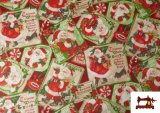 Acheter Tissu en Canvas Lettres Père Noël - Largeur 140 cm