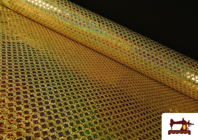Acheter Tissu Sequins Hologramme Losanges Brillants couleur Doré