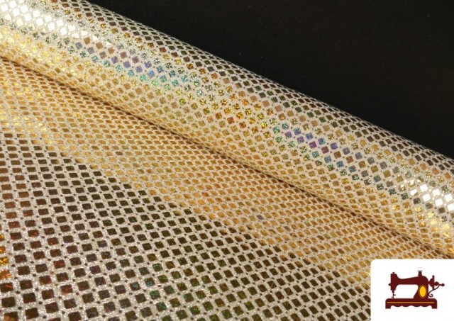 Tissu Sequins Hologramme Losanges Brillants
