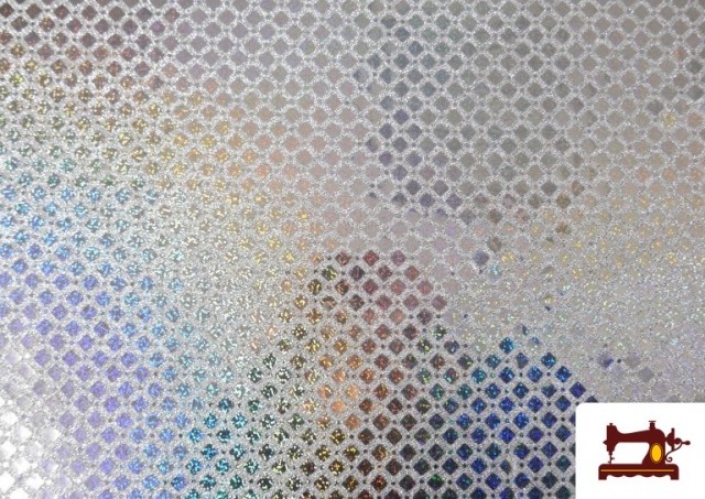 Tissu Sequins Hologramme Losanges Brillants couleur Argenté