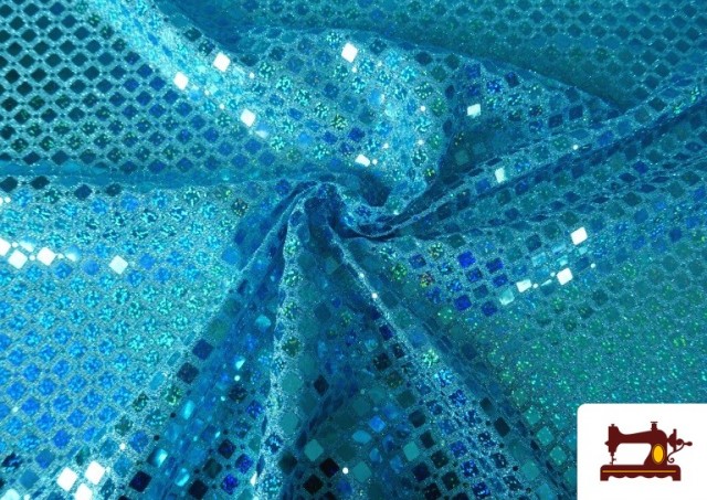 Vente de copy of Tissu avec Paillettes Animal Print Serpent couleur Bleu turquoise