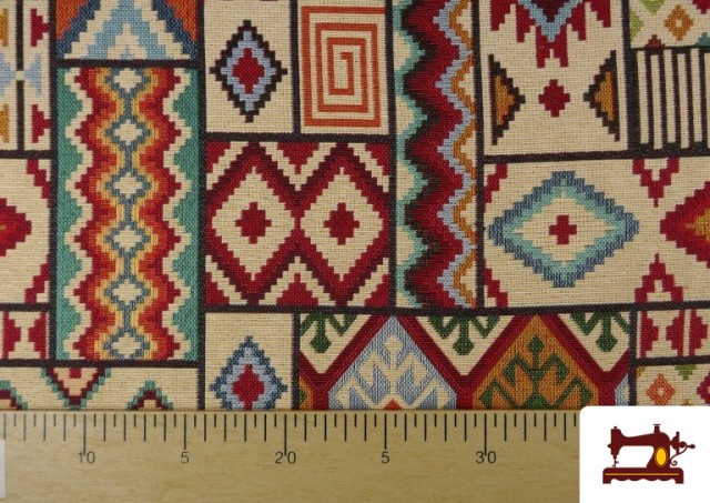 Acheter en ligne Tissu Gobelin imprimé Ethnique Bordures