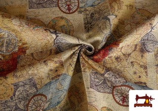 Acheter Tissu en Gobelin Imprimé avec Cartes, Boussoles