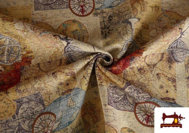 Acheter Tissu en Gobelin Imprimé avec Cartes, Boussoles