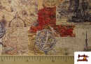 Acheter en ligne Tissu en Gobelin Imprimé avec Cartes, Boussoles