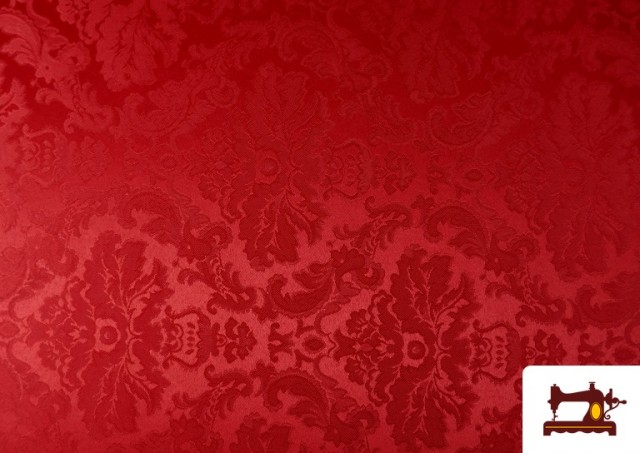 Acheter en ligne Tissu Fantaisie Jacquard Florale couleur Rouge