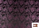 Acheter Tissu en Jacquard Brocart Floral de Soie - Largeur 140 cm couleur Violet foncé