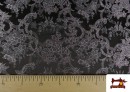 Acheter en ligne Tissu en Jacquard Brocart Floral de Soie - Largeur 140 cm couleur Gris