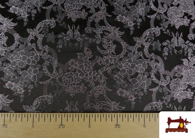 Acheter en ligne Tissu en Jacquard Brocart Floral de Soie - Largeur 140 cm couleur Gris