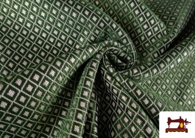 Tissu Jacquard pour Tapisserie et Décoration Géométrique couleur Vert