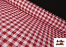 Tissu Toile Panama Vichy Carreaux 1,50cm Largeur 140 cm couleur Rouge